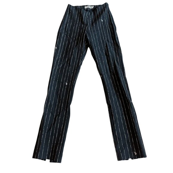 I.AM.GIA Dominique Black Pinstripe Logo Pants Stretch Straight Fit Size XS - Picture 2 of 12